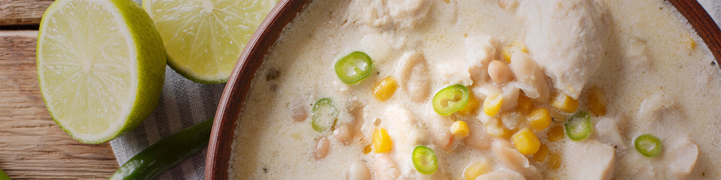 Roasted Chicken White Chili with Corn
